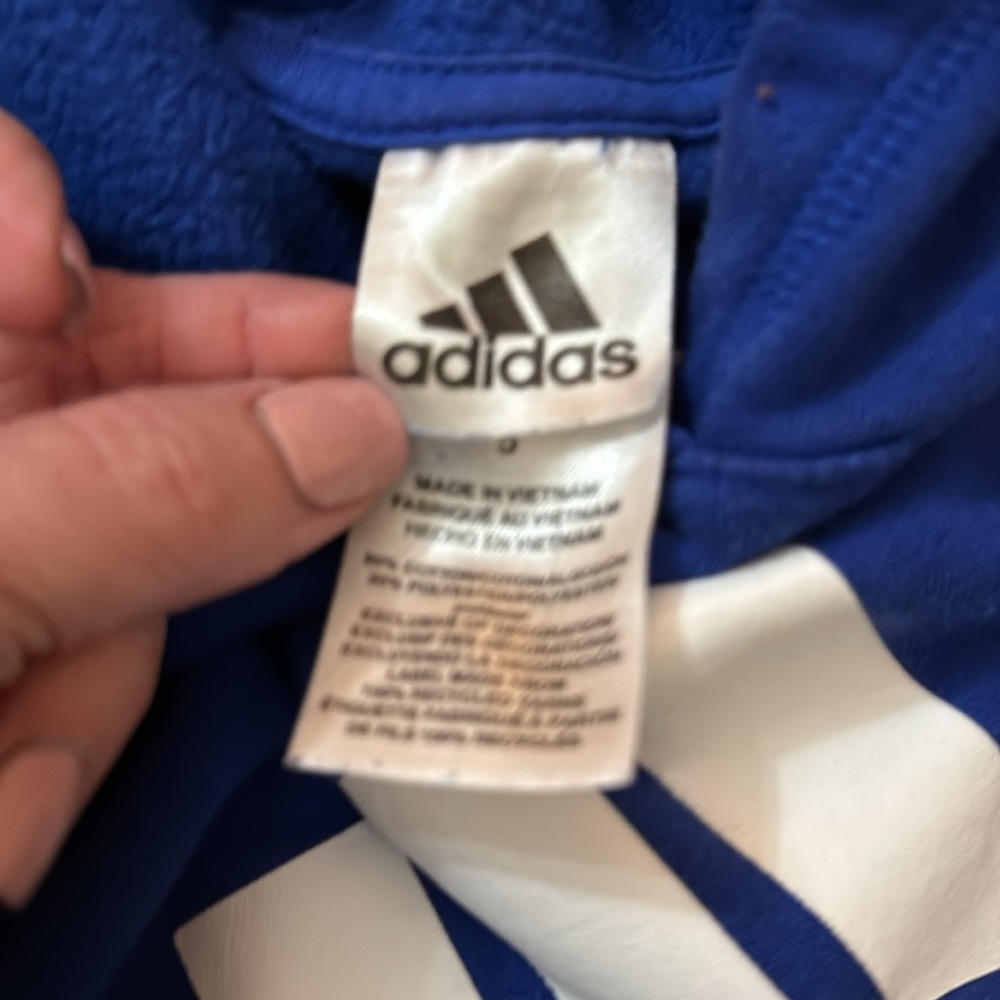 Size 5 Adidas blue/black/white hoodie in great condition. gently used condition - Picture 2 of 4